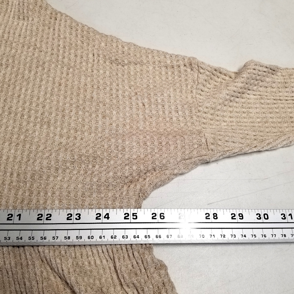 Jolie Beige Dolman Longsleeve Flared Hem Half Button Waffle Thin Top , 1XL - Picture 10 of 11